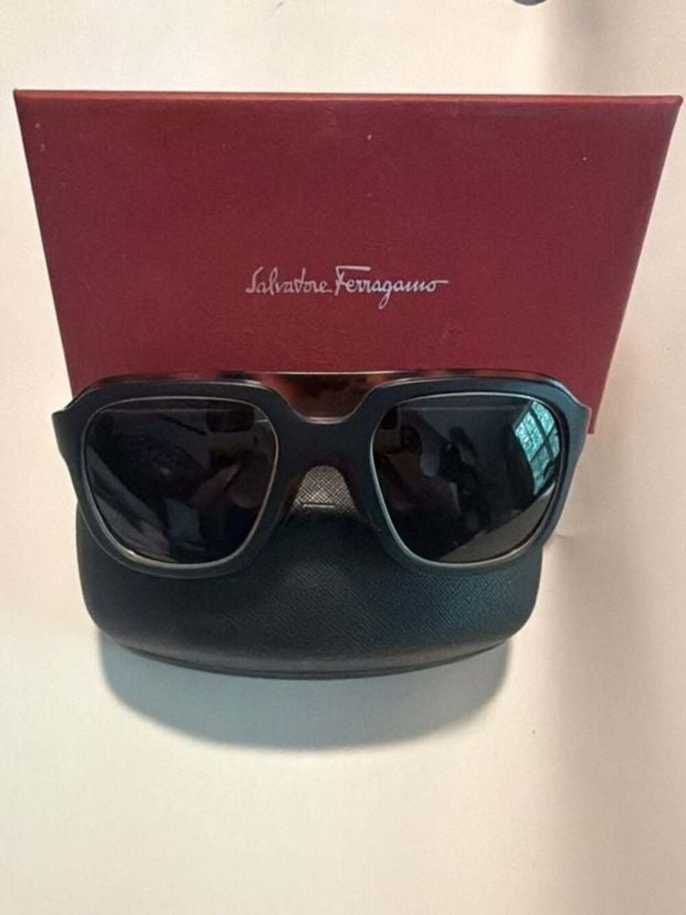 Salvatore Ferragamo SF691SL Square Sunglasses with Tortoise and Black Accents